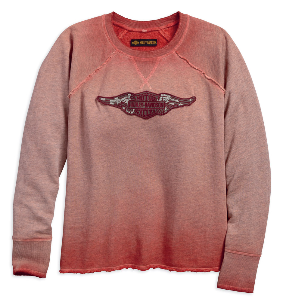 Harley-Davidson Women's Wing B&S Logo Raglan Pullover Sweatshirt 99037-18VW - Wisconsin Harley-Davidson