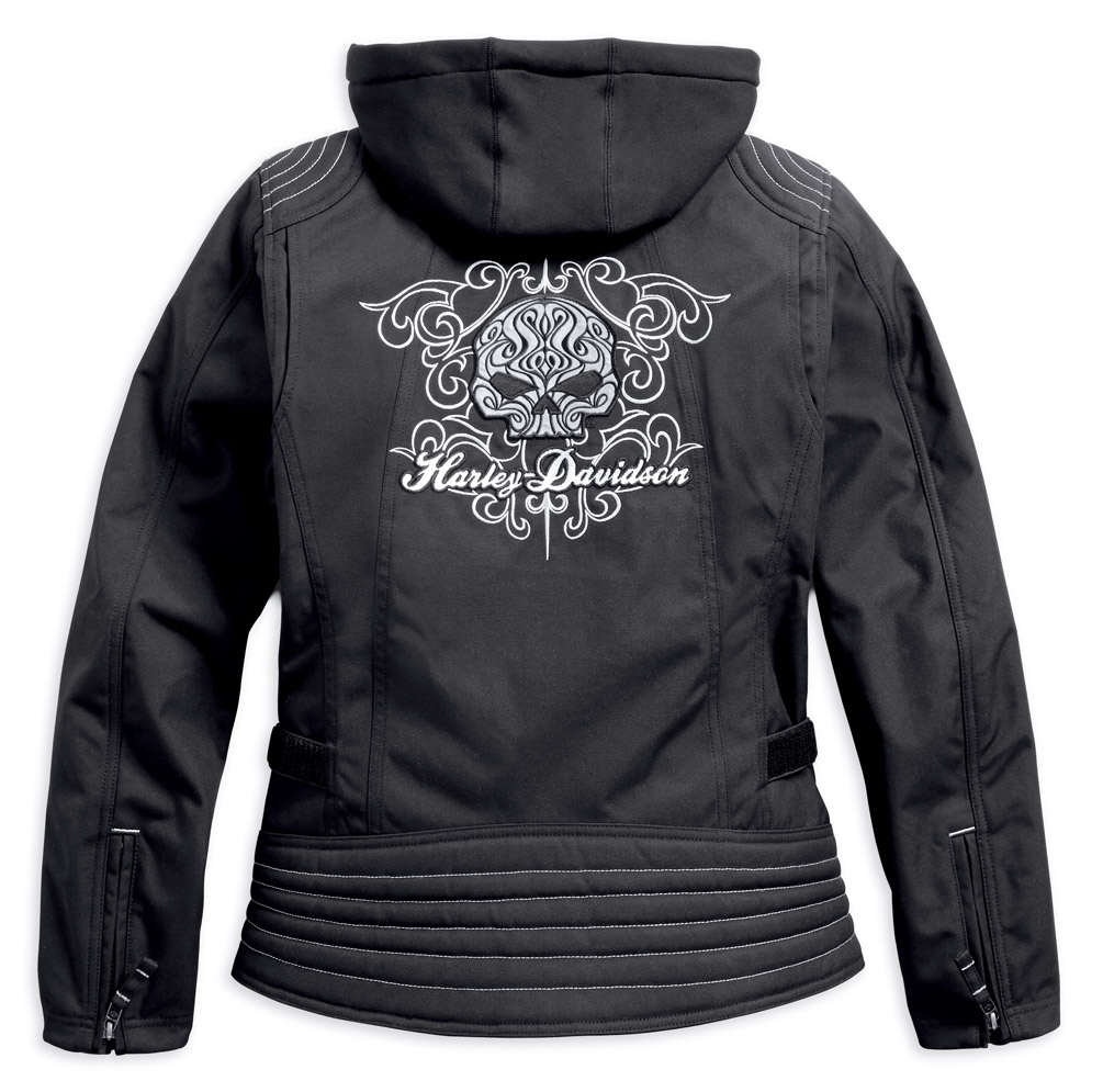 HarleyDavidson® Women's Scroll Skull 3IN1 Riding Jacket, Black 98246