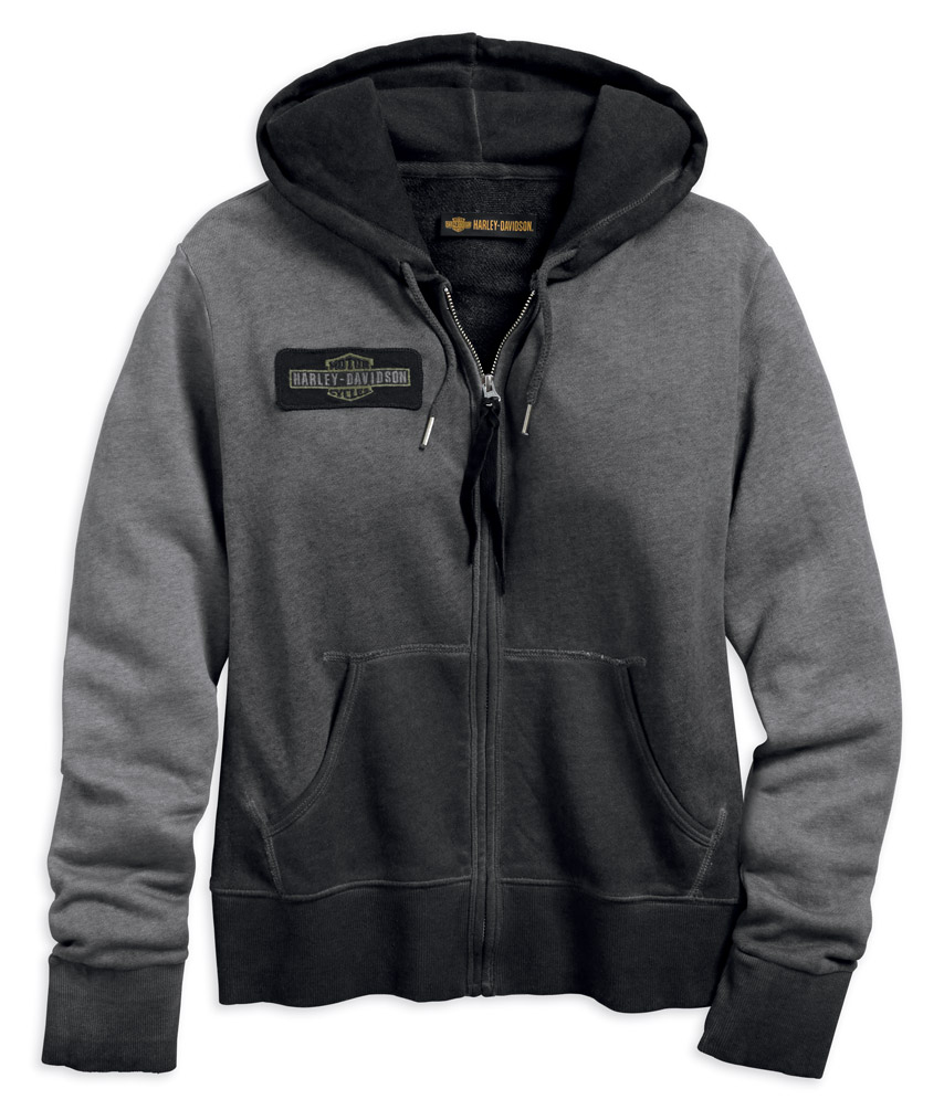 Harley-Davidson Women's Embroidered Eagle Zippered Hoodie, Black 99032-18VW - Wisconsin Harley-Davidson