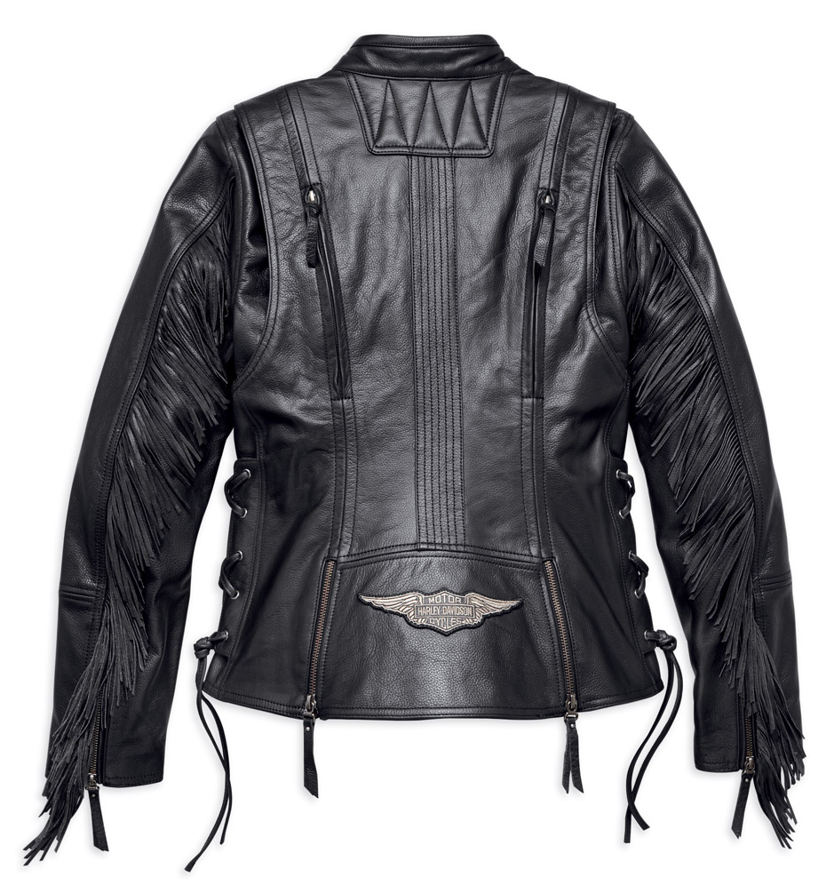Harley-Davidson® Women's Boone Fringed Leather Jacket, Black 98013