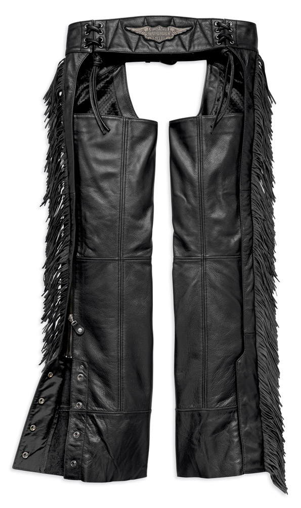 Harley-Davidson Women's Boone Fringed Legs Leather Chaps, Black 98012-18VW - No Hassle Returns at Wisconsin Harley