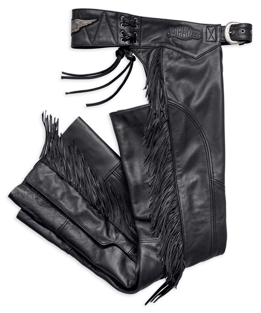 Harley-Davidson Women's Boone Fringed Legs Leather Chaps, Black 98012-18VW - Wisconsin Harley-Davidson