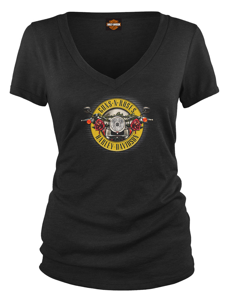 Harley-Davidson Women's Guns N' Roses Cover Motorcycle Short Sleeve Tee, Black - Wisconsin Harley-Davidson