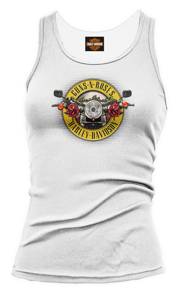 Harley-Davidson Women's Guns N' Roses Cover Motorcycle Sleeveless Tank, White - Wisconsin Harley-Davidson