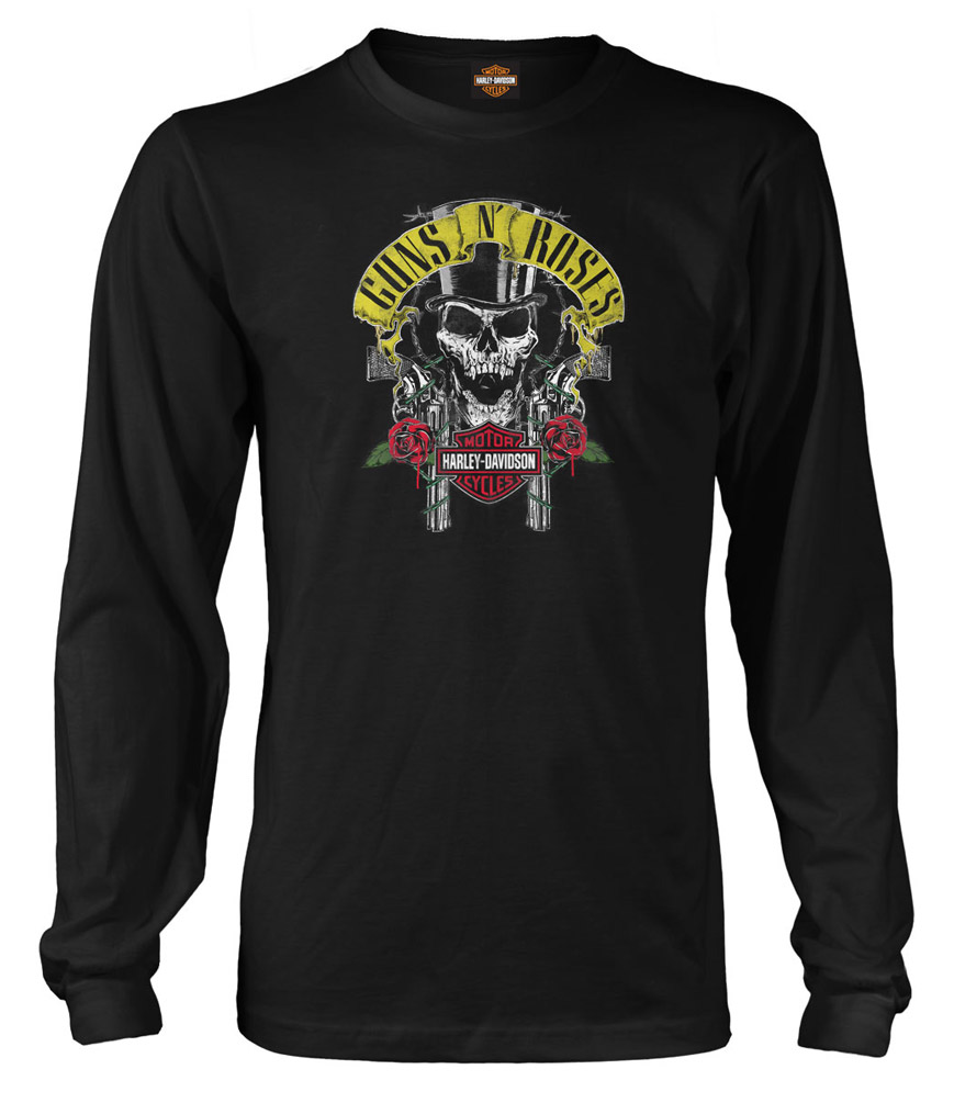 Harley-Davidson Men's Guns N' Roses Rage Top Hat Skull Long Sleeve Shirt, Black - Wisconsin Harley-Davidson