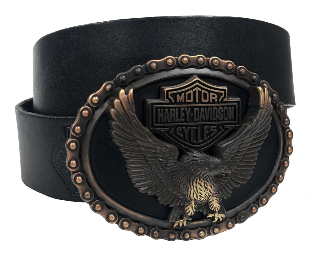 Harley-Davidson Men's Genuine Vintage Glory Leather Belt Black, Brown HDMBT11042 - Wisconsin Harley-Davidson