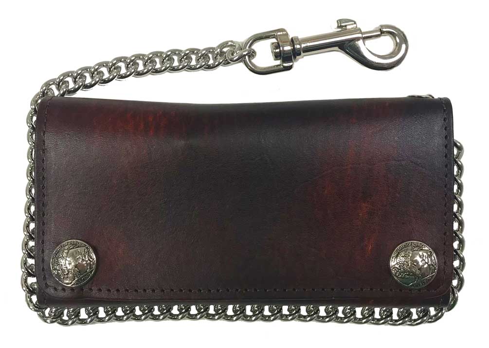 Genuine Leather Mens Chain Wallet Biker Wallet Cool Leather Wallet Lon