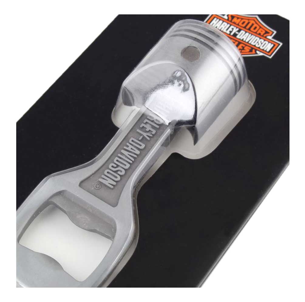Harley-Davidson Engraved H-D Piston Bottle Opener, Pewter Finish HDL-18573 - No Hassle Returns at Wisconsin Harley