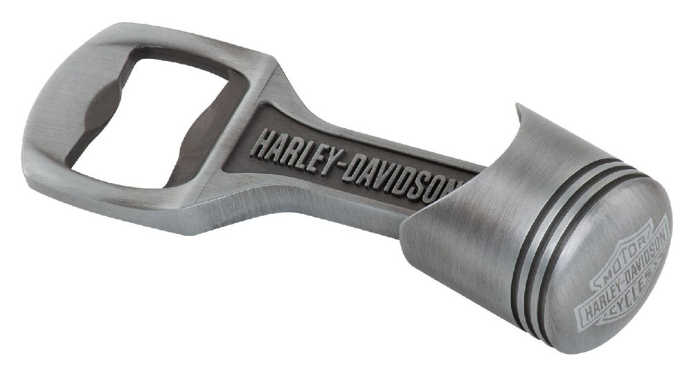 Harley-Davidson Engraved H-D Piston Bottle Opener, Pewter Finish HDL-18573 - Wisconsin Harley-Davidson