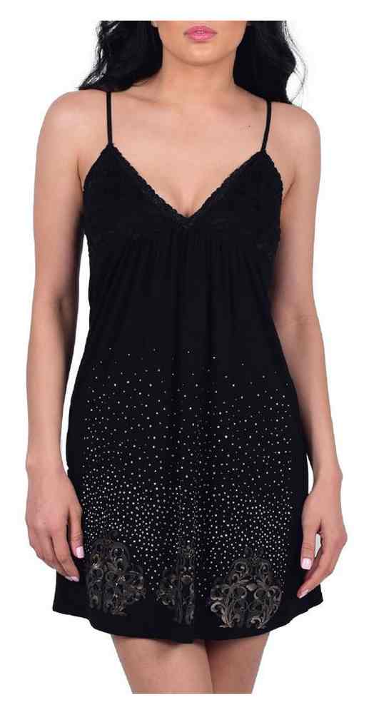 Harley-Davidson Women's Evening Floral Embellished Black Lace Front Chemise - Wisconsin Harley-Davidson
