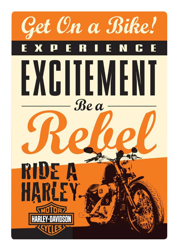 Harley-Davidson Get on a Bike Rebel Embossed Tin Sign, 10.5 x 15 inches 2010411 - Wisconsin Harley-Davidson