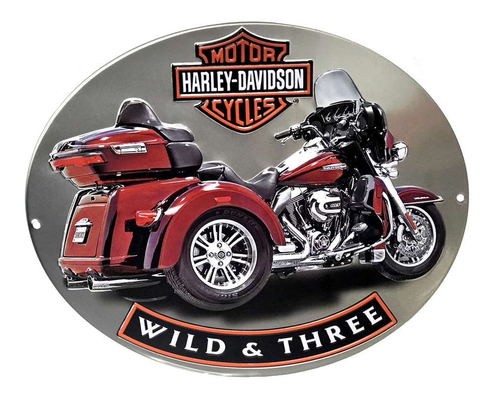 Harley-Davidson® Wild & Three Motorcycle Embossed Tin Sign, 15.75