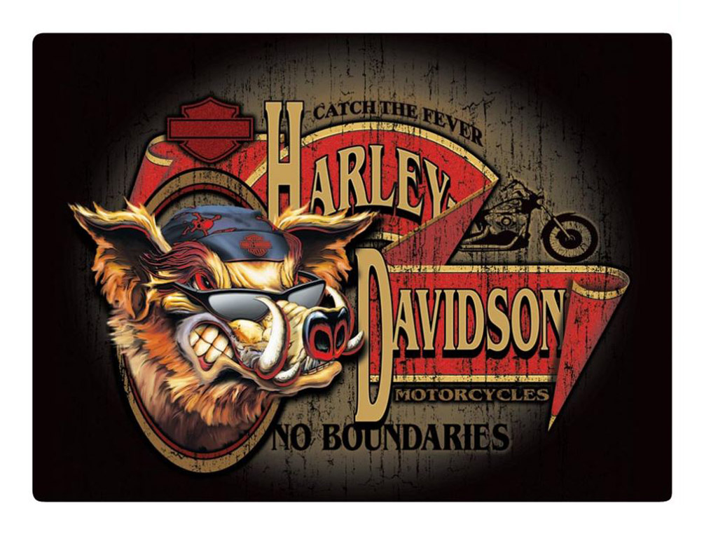 Harley-Davidson No Boundaries Hog Embossed Tin Sign, 17.125 x 12.5625 in 2010491 - Wisconsin Harley-Davidson