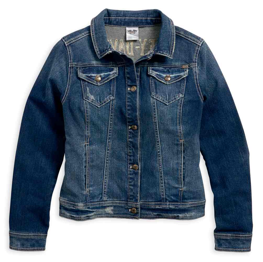Harley-Davidson Women's Studded Eagle Denim Jacket, Indigo Blue 96021-18VW - Wisconsin Harley-Davidson