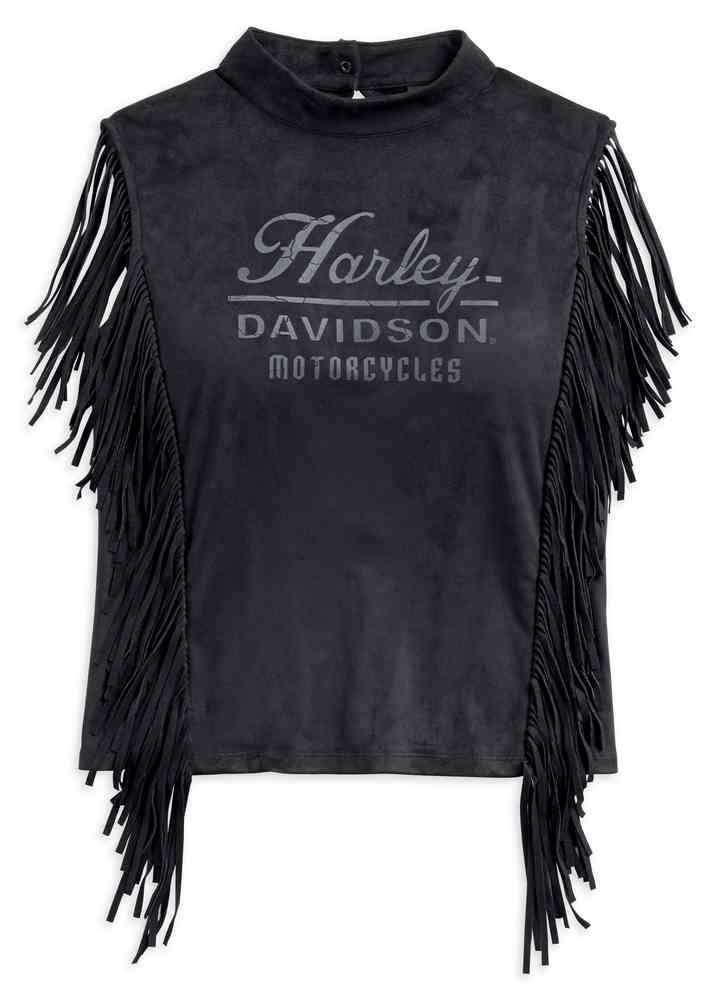 Harley-Davidson Women's Fringed Faux Suede Sleeveless Top, Black 96110-18VW - Wisconsin Harley-Davidson