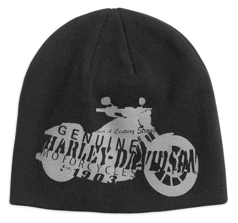Harley-Davidson Men's Motorcycle Silhouette Knit Beanie Hat, Black 97684-18VM - Wisconsin Harley-Davidson