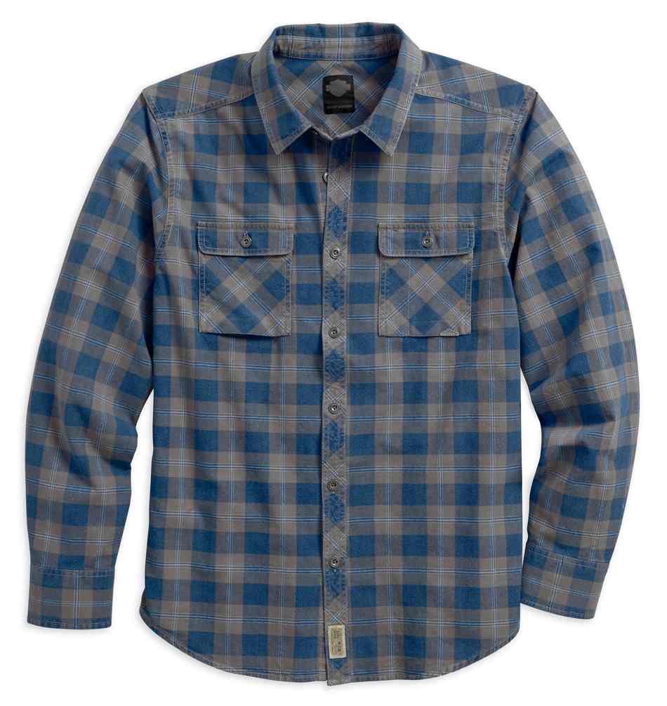 Harley-Davidson Men's Washed Plaid Slim Fit Long Sleeve Woven Shirt 96096-18VM - Wisconsin Harley-Davidson