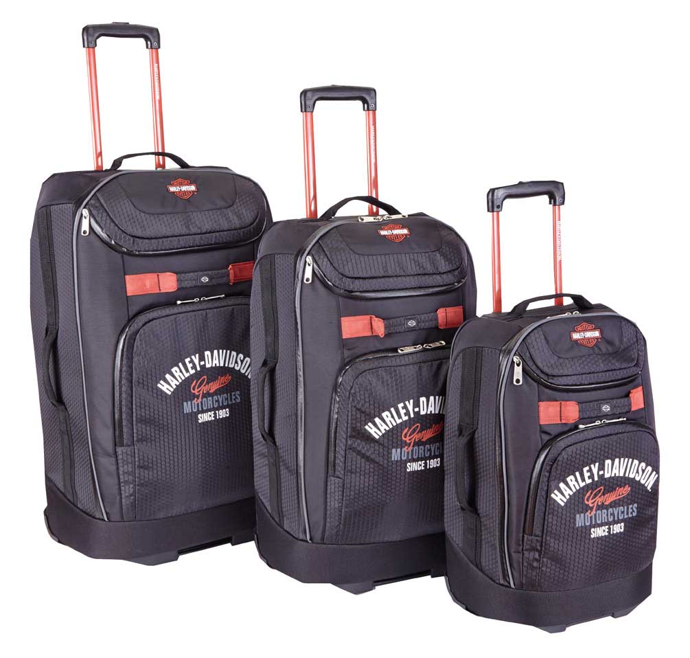 Harley-Davidson 3 Piece Luggage Set Tail of The Dragon Pullman Wheeling Black - Wisconsin Harley-Davidson