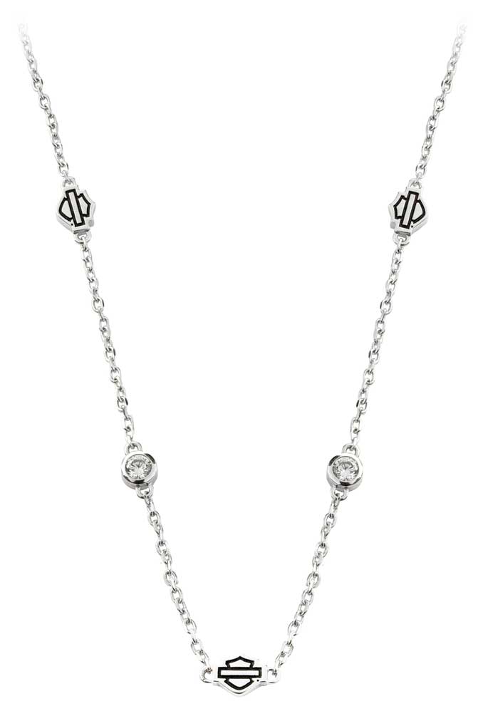 Harley-Davidson Women's Bar & Shield Silver Chain Bling Stations Choker HDN0386 - Wisconsin Harley-Davidson
