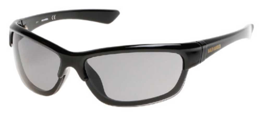 Harley-Davidson Men's Sporty Sunglasses, Shiny Black Frame & Smoke Gray Lens - Wisconsin Harley-Davidson