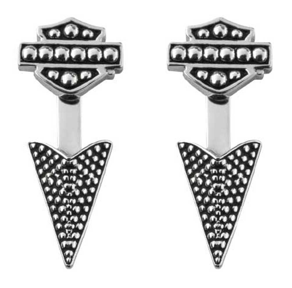Harley-Davidson Women's Arrowhead Beaded Ear Jackets, Sterling Silver HDE0455 - Wisconsin Harley-Davidson