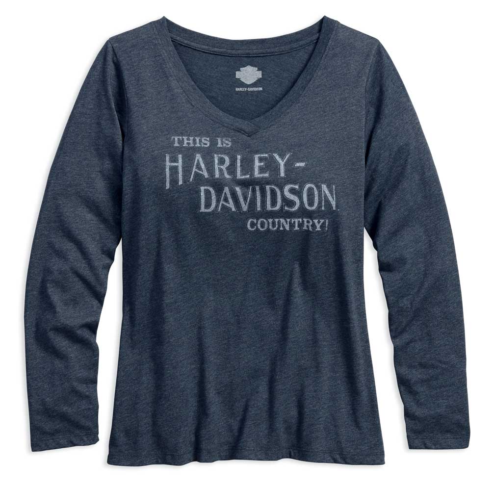 Harley-Davidson Women's Country V-Neck Slim Fit Long Sleeve Shirt 96176-17VW - Wisconsin Harley-Davidson
