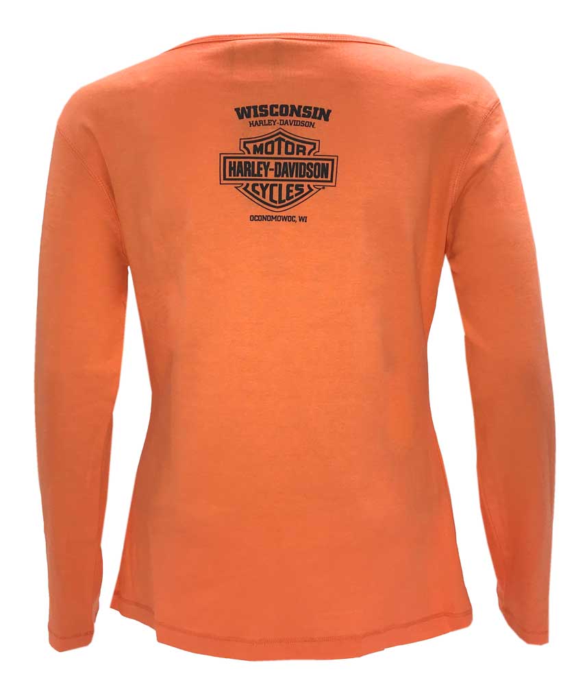Harley-Davidson Free Shipping - Harley-Davidson Women's Full Throttle Long Sleeve Henley Shirt, Bright Orange - Free Shipping on many products plus Orders Over $99