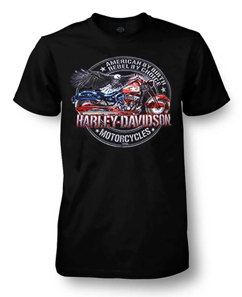 Harley-Davidson Men's American Rebel Crew Neck Short Sleeve T-Shirt, Black - Wisconsin Harley-Davidson