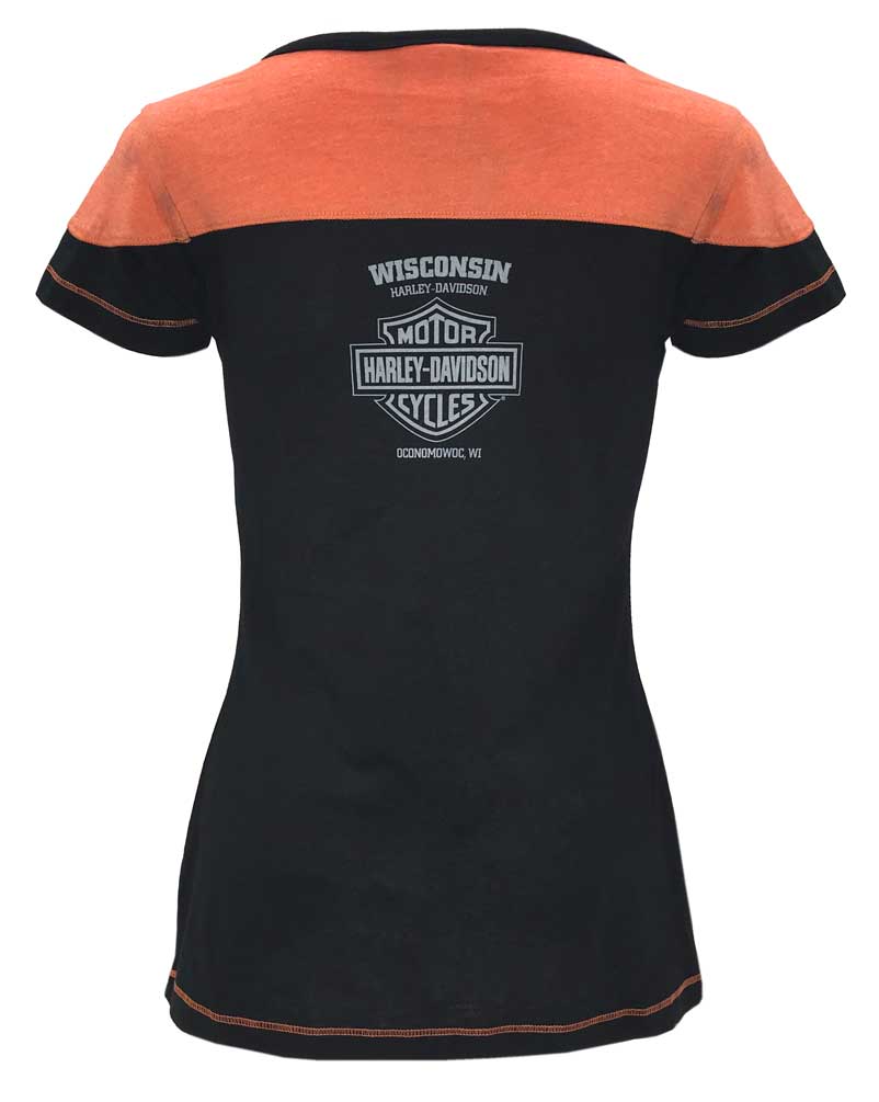 Harley-Davidson Free Shipping - Harley-Davidson Women's Peerless Colorblocked Notched V-Neck Tee, Black - Free Shipping on many products plus Orders Over $99