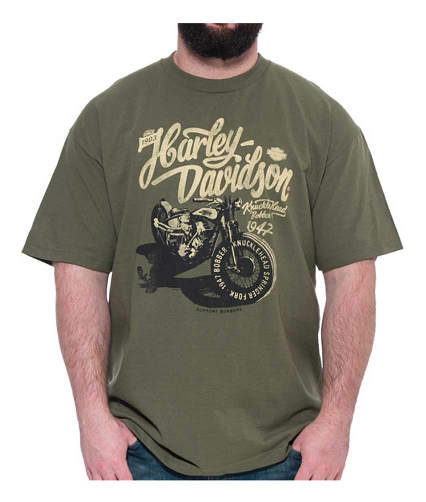 Harley-Davidson Men's Vintage Shadow Bike Short Sleeve T-Shirt, Military Green - Wisconsin Harley-Davidson