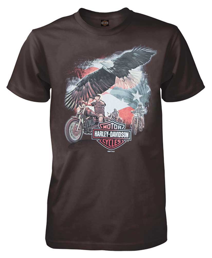 Harley-Davidson Men's Soar Along All-Cotton Short Sleeve T-Shirt, Dark Brown - Wisconsin Harley-Davidson