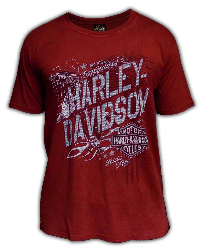 Harley-Davidson Men's Flight Flaming B&S Premium Short Sleeve T-Shirt, Red Wash - Wisconsin Harley-Davidson