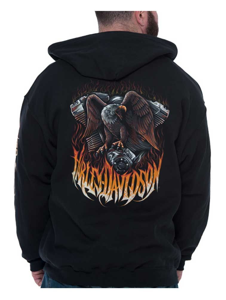 Harley-Davidson Free Shipping - Harley-Davidson Men's Inferno Eagle Full-Zipper Hooded Sweatshirt, Black - Free Shipping on many products plus Orders Over $99