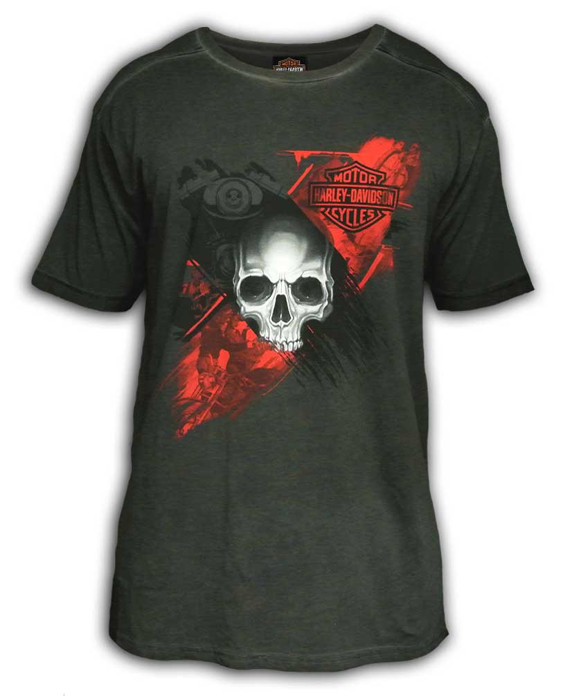 Harley-Davidson Men's Trashed Skull Premium Short Sleeve T-Shirt, Cold Black - Wisconsin Harley-Davidson