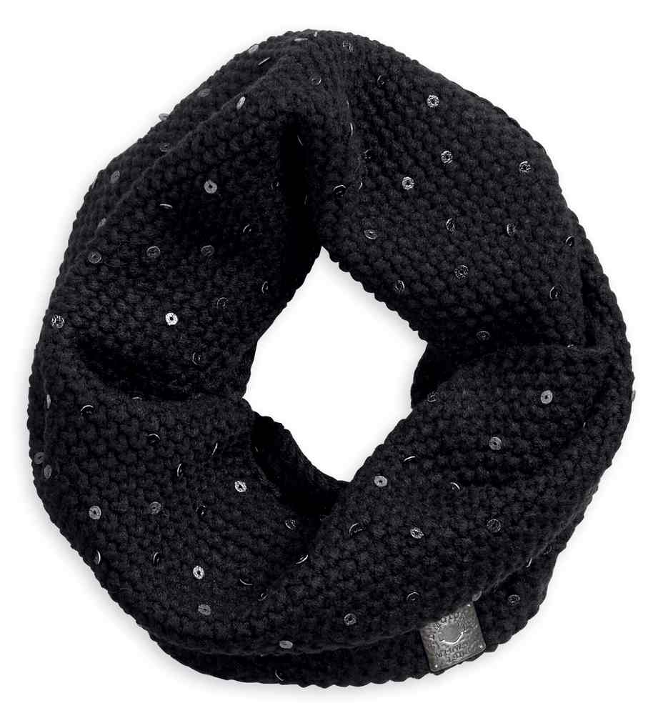 Harley-Davidson Women's Sequin Shimmer Knit Infinity Scarf, Black 97620-18VW - Wisconsin Harley-Davidson