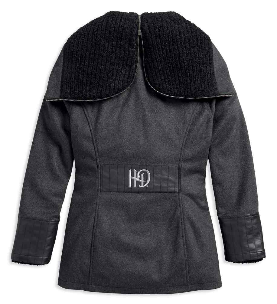 Harley-Davidson® Women's Wool Blend Asymmetrical Zipper Pea Coat 97449-18VW  - Wisconsin Harley-Davidson, image size:916x1005