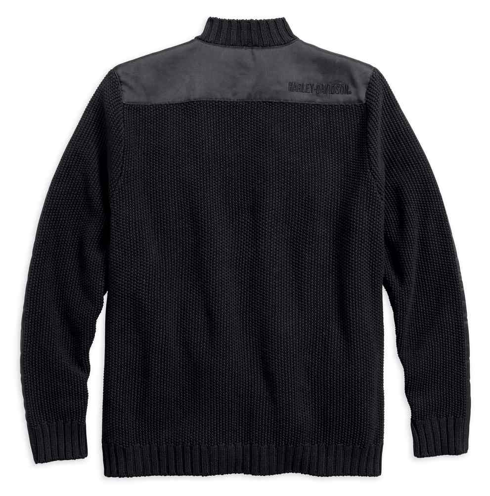 Harley-Davidson® Men's Overlay Heavyweight Zipper Sweater, Black