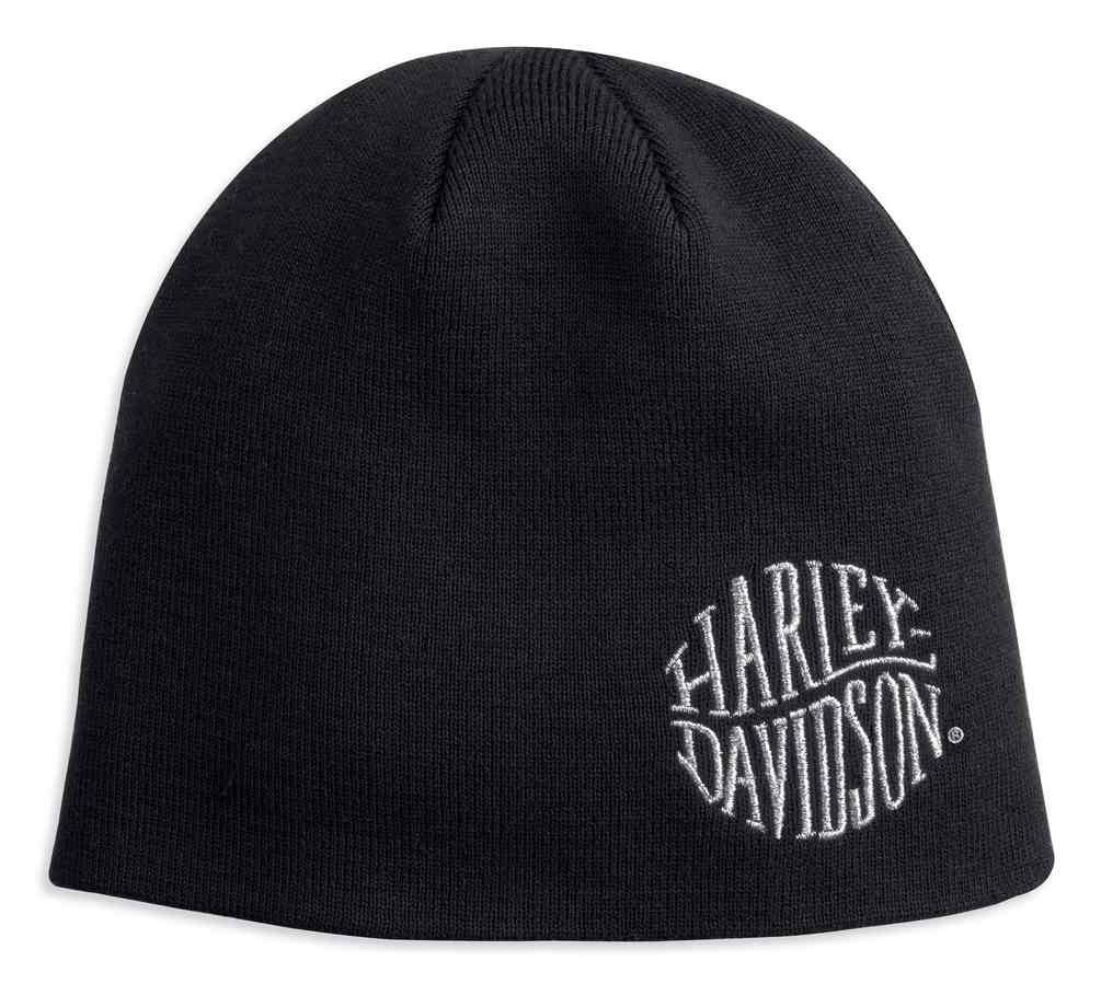 Harley-Davidson® Women's Metallic Embroidered Knit Beanie Hat, Black ...