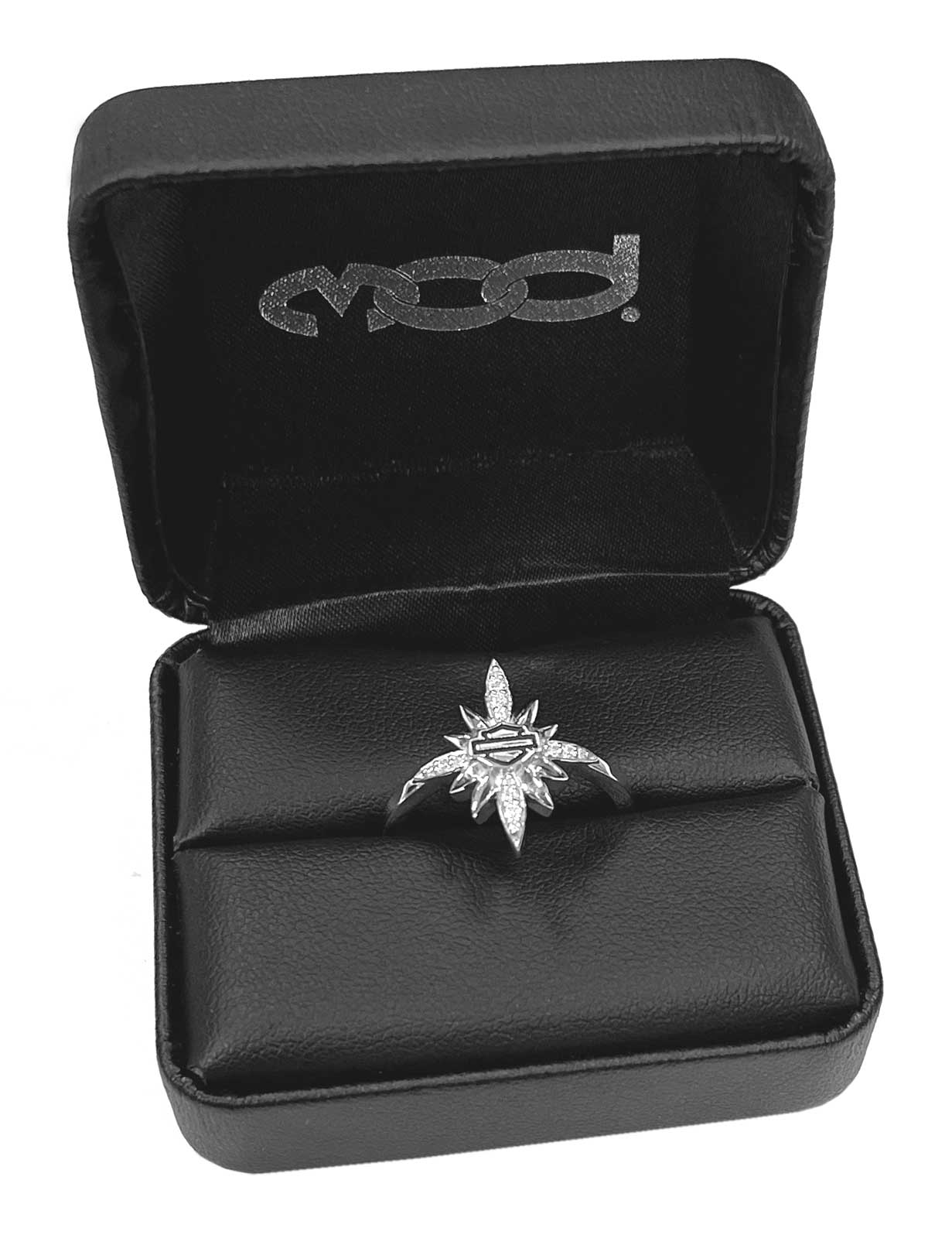 Harley-Davidson Free Shipping - Harley-Davidson Women's Starburst Encrusted Bling Ring, Silver Finish HDR0457 - Free Shipping on many products plus Orders Over $99