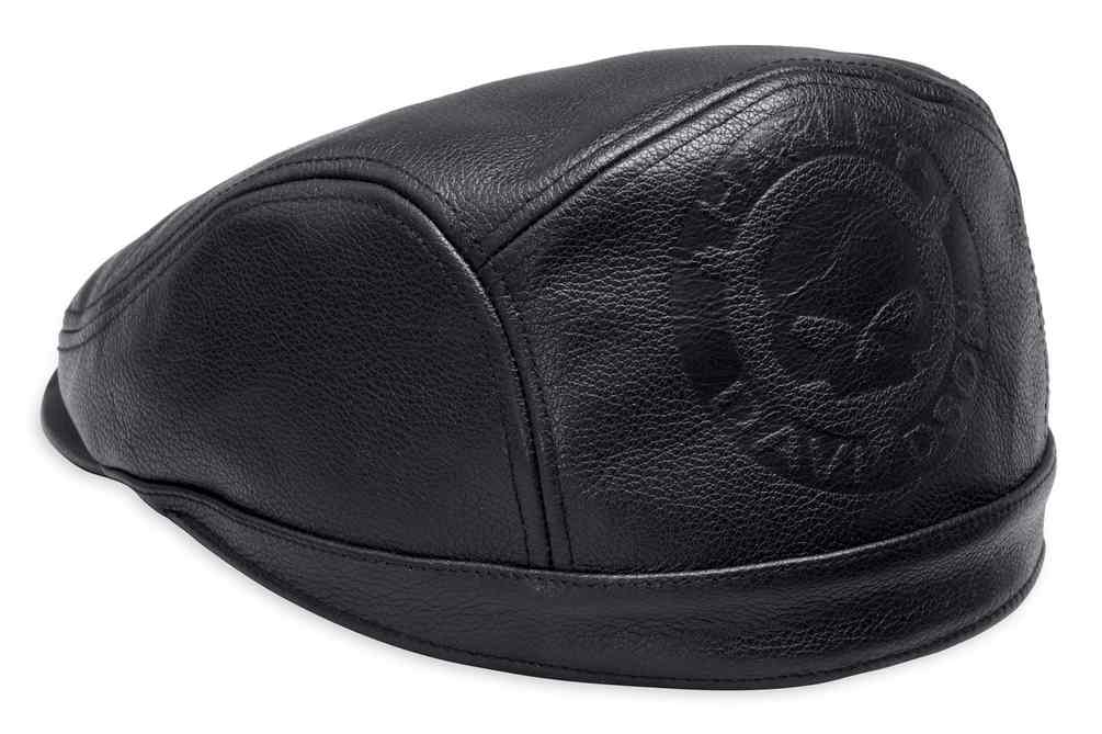 Harley-Davidson Men's Debossed Willie G Skull Leather Ivy Cap, Black 97801-18VM - Wisconsin Harley-Davidson