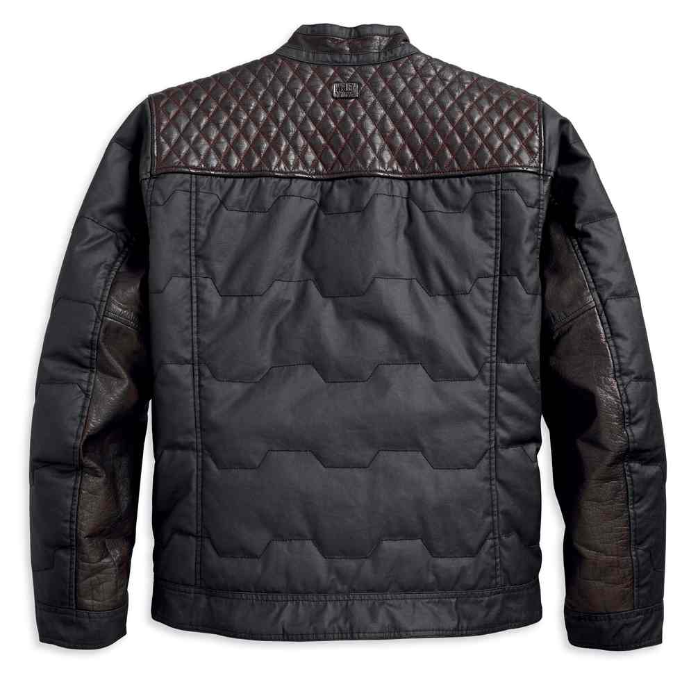 HARLEY DAVIDSON ハーレーダヴィッドソン 97463-18VM Harley-Davidson® Men's Leather Sleeve Denim Slim Fit Jacket, Black