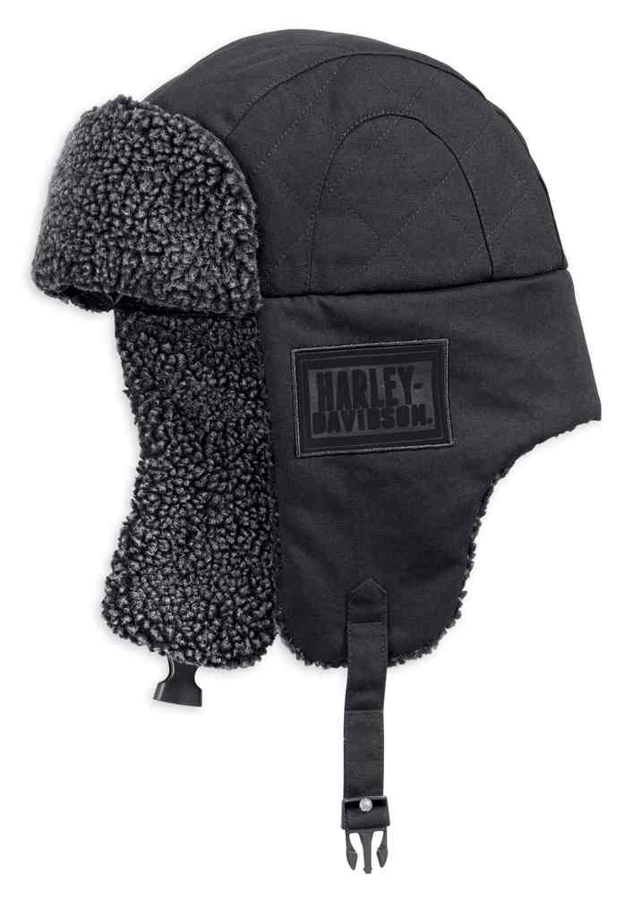 Harley-Davidson Men's Sherpa Fleece Fitted Aviator Cap, Black 97802-18VM - Wisconsin Harley-Davidson