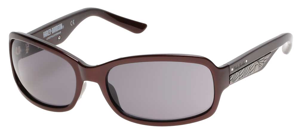 Harley-Davidson Women's Metal Plaque Sunglasses, Burgundy Frame & Smoke Lens - Wisconsin Harley-Davidson