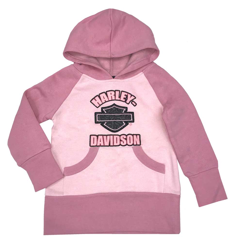 Harley-Davidson Toddler's Bar & Shield Fleece Tunic Hoody w/ Kangeroo Pocket - Wisconsin Harley-Davidson