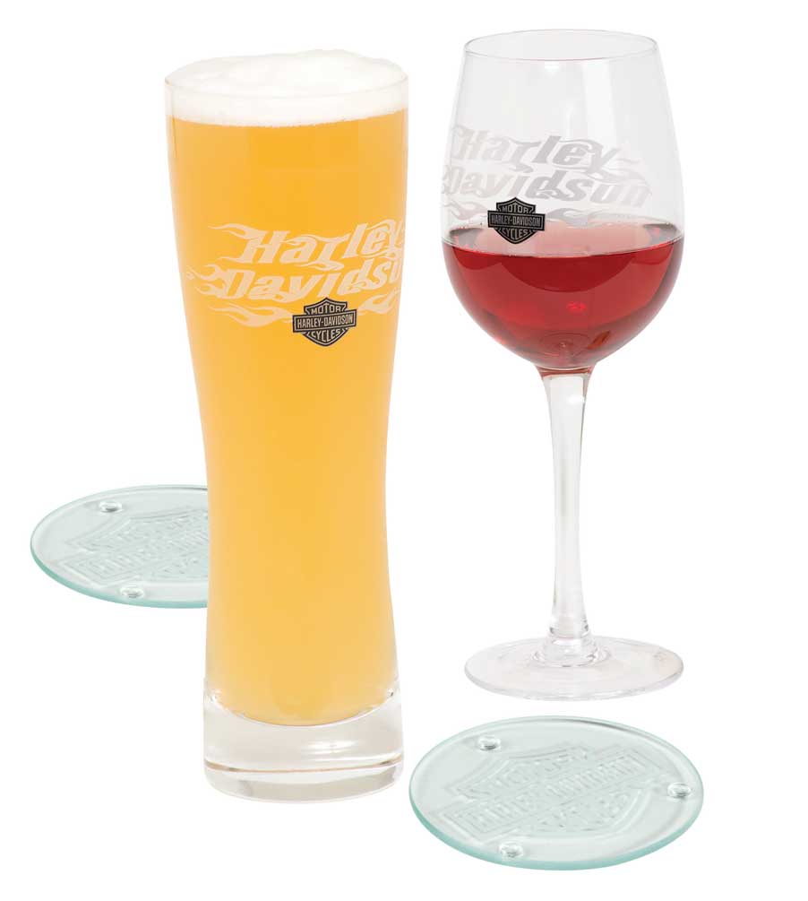 Harley-Davidson Pilsner & Wine Glass Set, 14 oz. Wine & 20 oz. Pilsner HDL-18759 - Wisconsin Harley-Davidson