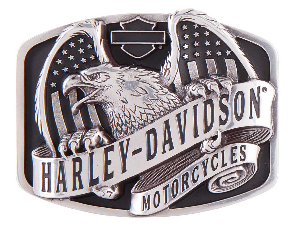 HarleyDavidson® Men's Wings Over America Belt Buckle, Antique Silver