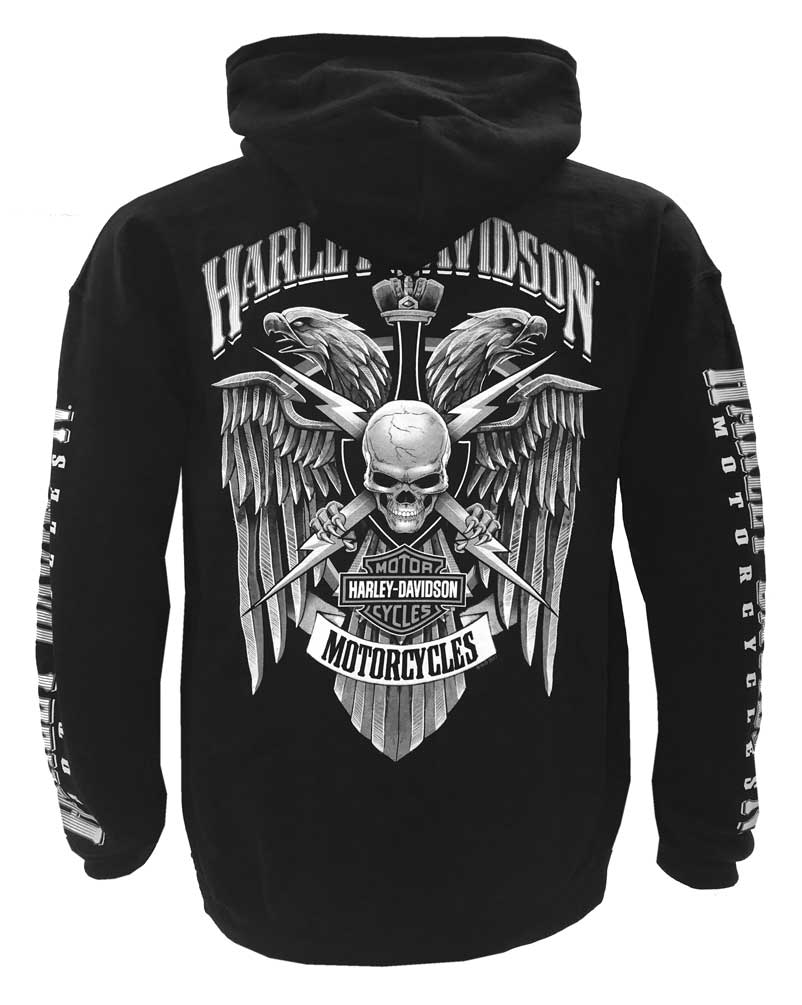 Harley-Davidson Free Shipping - Harley-Davidson Men's Lightning Crest Pullover Hooded Sweatshirt, Black - Free Shipping on many products plus Orders Over $99