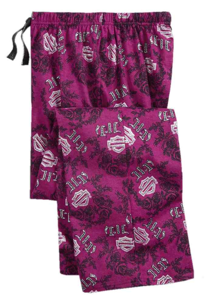 Harley-Davidson Women's Allover Print Flannel Sleep Pants, Purple 97610-18VW - Wisconsin Harley-Davidson
