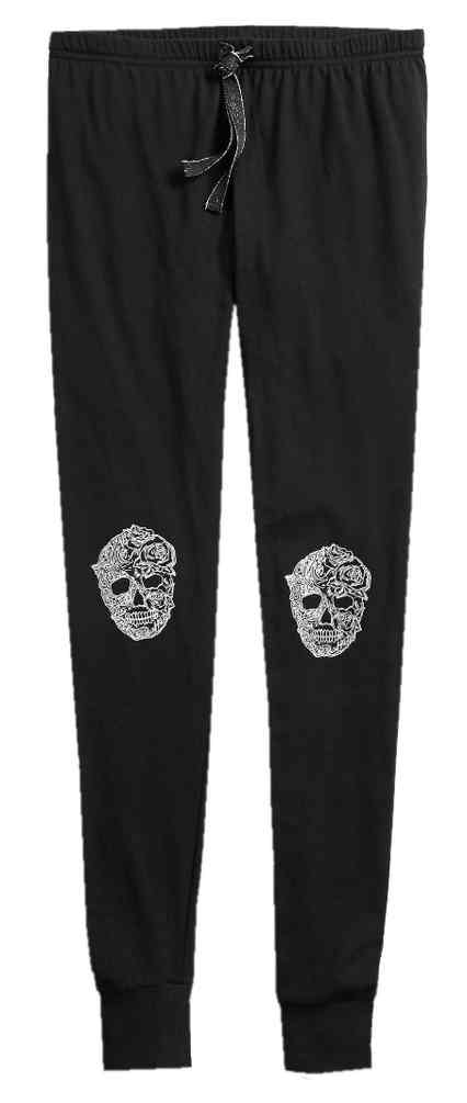 Harley-Davidson Women's Metallic Skull Ribbed Sleep Leggings, Black 97611-18VW - Wisconsin Harley-Davidson