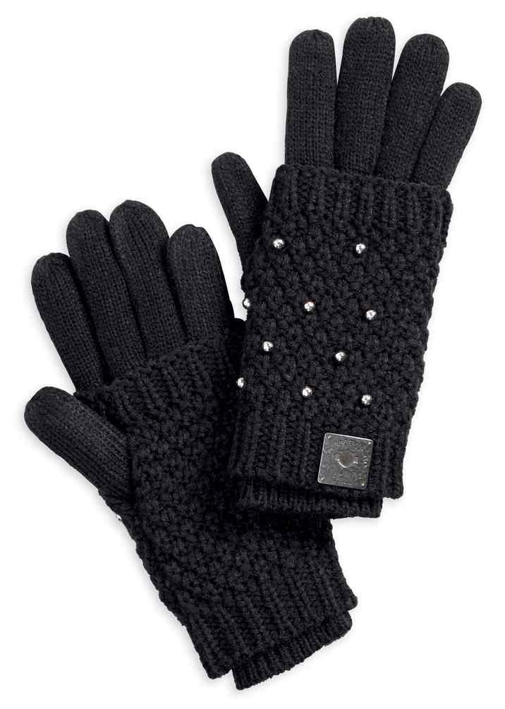 Harley-Davidson Women's Embellished Beads 3-IN-1 Knit Gloves, Black 97631-18VW - Wisconsin Harley-Davidson